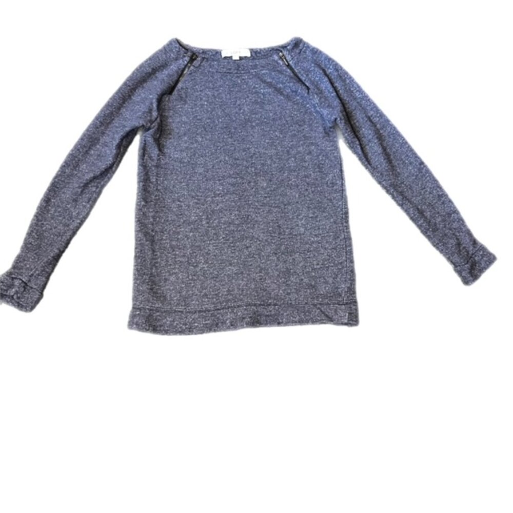 LOFT Shoulder Zip Sweater Sweatshirt Gray Size S